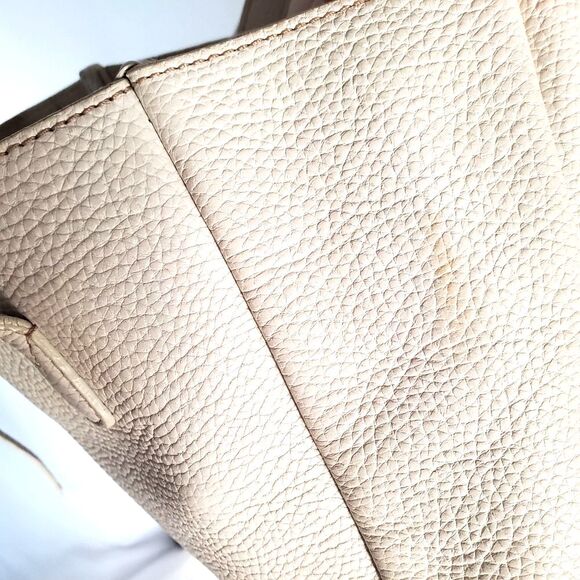 J Crew Tote Shoulder Bag Small Cream White Leather Hobo Tie Closure Unlined - Picture 7 of 11